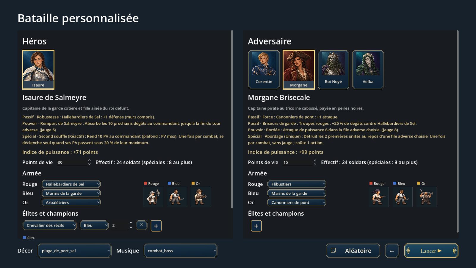 Préparer une bataille personnalisée
